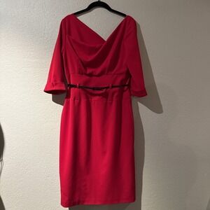 Black Halo 3/4 Sleeve Jackie O Dress Red Classic, Career Wear, Cocktail Sz 10
